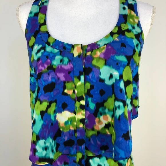 Cynthia Steffe Watercolor Tank Ruffle Shirt | Extra Small - Picture 7 of 8